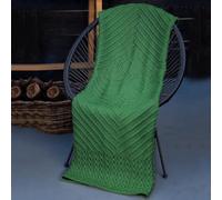 SAOL Irish Throw with Shamrock 100% Merino Wool Aran Couch Blanket 48'' x 68'' (122 x 173 cm) (Green)