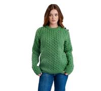 SAOL Ladies 100% Merino Wool Button Down Side Jumper, Green, L