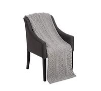 SAOL Luxurious Dara 100% Merino Wool Cable Knit Irish Aran Throw/Blanket in Natural/Green/Grey color by 69 x 44 inches (Grey)