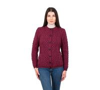 SAOL Women's Cardigan with Pockets, 100% Merino Wool, Velvet red, S