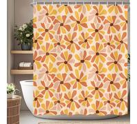 SAOLUIS Retro Floral Shower Curtain for Bathroom, Boho Abstract Floral Shower Curtain Orange Daisy Flowers Bathroom Curtains Decor, Waterproof Botanical Groovy Bath Curtains with 12 Hooks 60X72 Inch