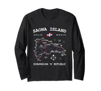SAONA Island Dominican Republic Flag Travel Map Coordinates Long Sleeve T-Shirt