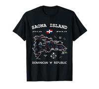 SAONA Island Dominican Republic Flag Travel Map Coordinates T-Shirt