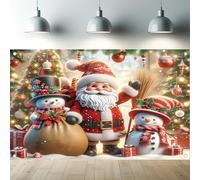 Saoplasa Christmas Backdrop 71 x 43 Inch Santa Claus Snowman Gift Boxes Xmas Tree Ornament Scene Winter Holiday Photography Background for Kids Party Photo Booth Indoor Outdoor Wall Decoration Banner