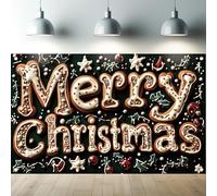 Saoplasa Christmas Backdrop 71x43 Inch Merry Christmas Gingerbread Photography Background Xmas Cookie Theme Backdrop for Holiday Party Supplies Indoor Outdoor Wall Decor Photo Booth for Family