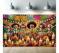 Saoplasa Halloween Backdrop Day of The Dead Banner 71 x 43 Inch Dia de Los Muertos Background with Sugar Skull Skeletons Decorations Mexican Fiesta Decor for Fall Party Photo Booth Wall