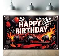 Saoplasa Race Car Backdrop Birthday Checkered Flag Party Decoration 71x43