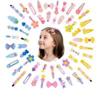 SAOROPEB 56 Pcs Hair Clips for Girls Toddler Hair Clips Cute Baby Hair Accessories for Kids Candy Color Cartoon Design for Little Girls - Purple Blue Yellow Pink