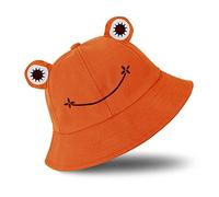 SAOROPEB Frog Hat for Adult Teens, Cute Frog Bucket Hat, Cotton Bucket Hat Funny Hat Fisherman Hat for Men Women, Orange, M
