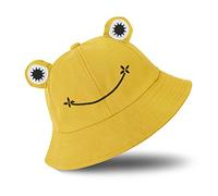SAOROPEB Frog Hat for Adult Teens, Cute Frog Bucket Hat, Cotton Bucket Hat Funny Hat Fisherman Hat for Men Women, Yellow, M