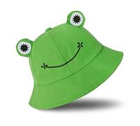 SAOROPEB Frog Hat for Adult Teens, Cute Frog Bucket Hat, Cotton Bucket Hat Funny Hat Fisherman Hat for Men Women, Green, M