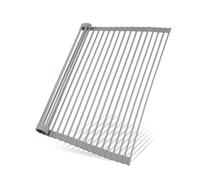 SAOSHYPEI Roll Up Dish Drying Rack,Over The Sink Dish Drainer Anti-Slip Dish Racks for Kitchen Counter,Silicone Coated Steel Multipurpose Space Saving for Kitchen,17.5" x 13.1", Grey