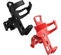 SAOYOAS 2 Pack Bike Bottle Holder, Universal Bicycle Water Bottle Cage Holder, Adjustable 360° Rotating, Black+Red