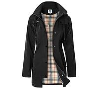 SaphiRose Poncho Women’s Rain Jacket, Windbreaker, Waterproof Hooded Transition Jacket with Breathable Lining for Spring, Summer and Autumn, black, XL