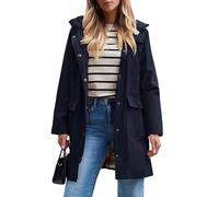 SaphiRose PONCHO Women's Long Rain Jacket Hooded Raincoat Waterproof Outdoor, Navy Blue (Waterproof Fabric), L