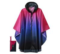 SaphiRose Unisex Rain Poncho Raincoat Hooded for Adults Women with Pockets, Gradient Purple-black, One size