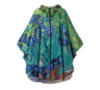 SaphiRose Unisex Rain Poncho Raincoat Hooded for Adults Women with Pockets, Irises, One size