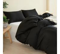 SAPHREAS Black Duvet Cover Set 100% Cotton Super King Size 3Pcs Simple style Plain Bedding Soft Comforter Cover Set 1 Duvet Cover with Zipper 2 Pillow Shams, Comforter Not Included