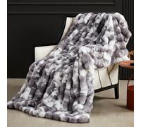 SAPHREAS Fluffy Faux Rabbit Fur Throw Blanket for Sofa Bed, Fuzzy Bubble Blanket for Travel Couch Living Room, Decor Soft Cozy Warm Gifts for Women Men, 150x200cm Tie Dye-Taupe