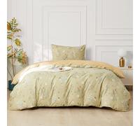 SAPHREAS Green Duvet Cover Set 100% Cotton Single Size 2 Pieces Garden Style Floral Bedding Comforter Duvet Cover Set 1 Duvet Cover 1 Pillow Sham(No Comforter)