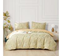 SAPHREAS Green Floral Duvet Cover Set 100% Cotton Super King Size 3 Pieces Bedding Comforter Botanical Duvet Cover Set 1 Duvet Cover 2 Pillow Shams(No Comforter)