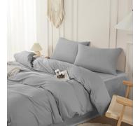 SAPHREAS Grey Duvet Cover Set 100% Cotton Super King Size 3Pcs 8 Corner Ties Simple style Plain Bedding Soft Comforter Cover Set 1 Duvet Cover with Zipper 2 Pillow Shams, Comforter Not Included
