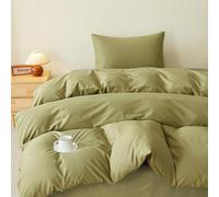 SAPHREAS Olive Green Duvet Cover Set 100% Cotton Single Size 2Pcs Simple style Plain Bedding Soft Comforter Cover Set 1 Duvet Cover with Zipper 1 Pillow Shams, Comforter Not Included
