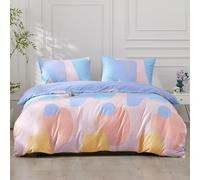 SAPHREAS Orange Blue Bubble Pattern Duvet Cover Set 100% Cotton Double Size 3pcs, Colorful Blocks Bedding Comforter Cover Set, 1 Duvet Cover 2 Pillow Shams, Comforter Not Included