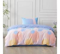 SAPHREAS Orange Blue Bubble Pattern Duvet Cover Set 100% Cotton Single Size 2pcs, Colorful Blocks Bedding Comforter Cover Set, 1 Duvet Cover 1 Pillow Shams, Comforter Not Included