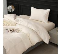 SAPHREAS White Duvet Cover Set 100% Washed Cotton Single Size 2Pcs Modern Solid Bedding Soft Comforter Cover Set 1 Duvet Cover with Zipper 1 Pillow Shams, Comforter Not Included