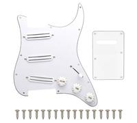 SAPHUE 3x Mini Humbucker Electric Guitar Pickguard 9K/9K/9K Loaded Prewired Scratchplate for ST Style Guitar (Chrome)