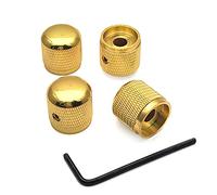 SAPHUE 4 Pcs Metal Volume Tone Dome Tone Guitar Speed Control Knobs with Allen Keys Screws Set for Fender Strat Telecaster Gibson Les Paul Electric Guitar or Bass（Gold）