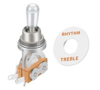 SAPHUE Guitar 3 Way Toggle Switch Position Short Straight Pearl White Top Chrome Knobs for Gibon Epiphone Les Paul Electric Guitar Parts Pickup Selector kit with Plate Rhythm Treble Washer Ring