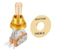 SAPHUE Guitar 3 Way Toggle Switch Position Short Straight Yellow Top Gold Knobs for Gibon Epiphone Les Paul Electric Guitar Parts Pickup Selector kit with Plate Rhythm Treble Washer Ring