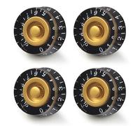 SAPHUE Guitar 4PCS Speed Control Knobs for Electric Guitar Guitar Pots Tone Volume Knobs Buttons (Black&Gold)