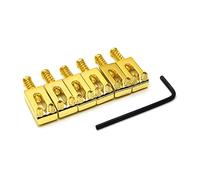 SAPHUE Guitar Bridge Saddle with Spring Screws Wrench Tremolo for Fender Strat Stratocaster Tele Telecaster Electric Guitar Replacement Parts Accessories 6Pcs Bridge Saddles(Gold)