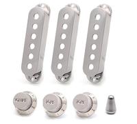 SAPHUE Guitar ST Pickup Open Cover 50/50/52 2T1V Knob Switch Knob Covers 3 Single Coil Pickup Cover Electric Guitar (silver)
