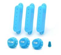SAPHUE Guitar ST Pickup Open Cover 50/50/52 2T1V Knob Switch Knob Covers 3 Single Coil Pickup Cover Electric Guitar (light blue)