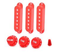 SAPHUE Guitar ST Pickup Open Cover 50/50/52 2T1V Knob Switch Knob Covers 3 Single Coil Pickup Cover Electric Guitar (red)