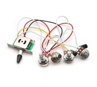 SAPHUE Guitar Wiring Harness, Guitar Prewired Harness Humbucker Wiring Harness Prewired Jack 2T1V 5 Way Chrome Box Toggle Switch 500K Pots for FD Replacement Guitar(5 Way Switch 2T1V)