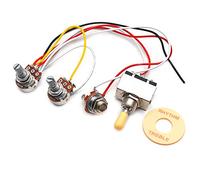 SAPHUE Guitar Wiring Harness Set Prewired 500K Pots 3 Way Toggle Switch Wiring Harness Kit with 6.35 Output for Electric Guitar