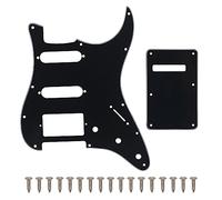SAPHUE HSS 11 Holes Strat Electric Guitar Pickguard and BackPlate Set for Fender US/Mexico Made Standard Stratocaster Modern Style Guitar Parts (3ply Black)