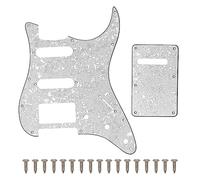 SAPHUE HSS 11 Holes Strat Electric Guitar Pickguard and BackPlate Set for Fender US/Mexico Made Standard Stratocaster Modern Style Guitar Parts (3Ply White Pearl)