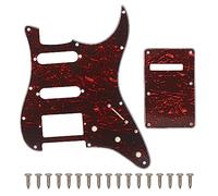 SAPHUE HSS 11 Holes Strat Electric Guitar Pickguard and BackPlate Set for Fender US/Mexico Made Standard Stratocaster Modern Style Guitar Parts (3Ply Red Tortoise)