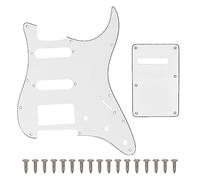 SAPHUE HSS 11 Holes Strat Electric Guitar Pickguard and BackPlate Set for Fender US/Mexico Made Standard Stratocaster Modern Style Guitar Parts (3ply White)