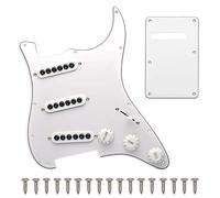 SAPHUE Prewired ST Pickguard SSS 3 Single Coil Pickups Adjustable Big Screws Loaded Electric Guitar Pickguard for Fender Strandard Straocaster Guitar Parts (White)
