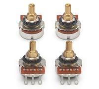 SAPHUE Pro Brass Full Metric Size Push Push Guitar Pots Audio Taper A500K Potentiometers for Electric Guitar, 4 Tone (A500K)