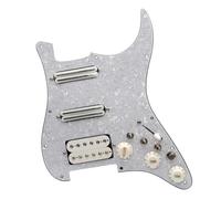 SAPHUE SSH-Coil Splitting Electric Guitar Pickguard Two Mini Humbucker + ONE Humbucker(9K/9K/15K)+Silence Switch Loaded Prewired Scratchplate (pearl White)