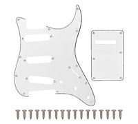 SAPHUE SSS 11 Holes Strat Electric Guitar Pickguard and BackPlate Set for Fender US/Mexico Made Standard Stratocaster Modern Style Guitar Parts (3ply White)