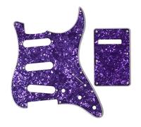 SAPHUE SSS 11 Holes Strat Electric Guitar Pickguard and BackPlate Set for Fender US/Mexico Made Standard Stratocaster Modern Style Guitar Parts (Purple Pearl)
